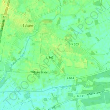 Topografische kaart Elmelage, hoogte, reliëf