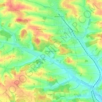 Topografische kaart Ruppertskirchen, hoogte, reliëf