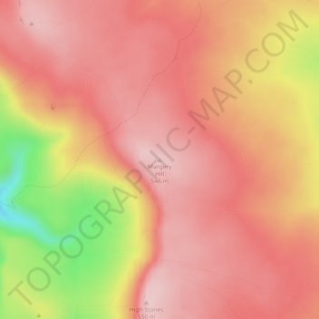 Topografische kaart Margery Hill, hoogte, reliëf