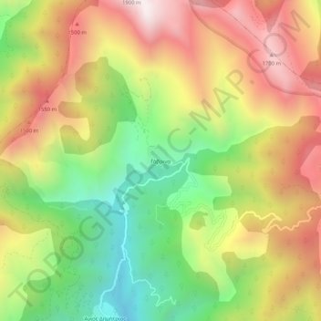 Topografische kaart Gavrina, hoogte, reliëf