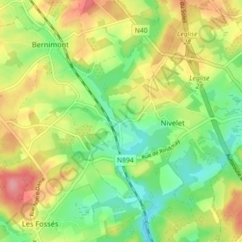 Topografische kaart Lavaux, hoogte, reliëf