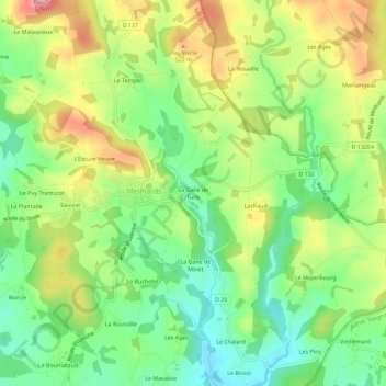 Topografische kaart La Gane de Turle, hoogte, reliëf