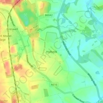 Topografische kaart Holbeck, hoogte, reliëf