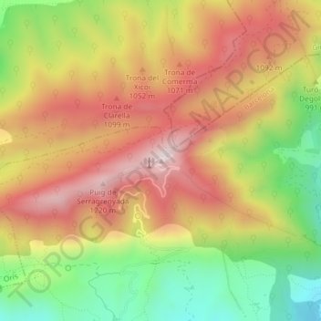 Topografische kaart Bellmunt, hoogte, reliëf