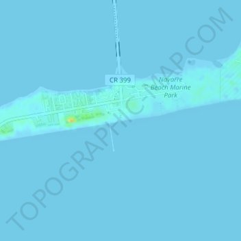 Topografische kaart Navarre Beach, hoogte, reliëf