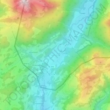 Topografische kaart Sachrang, hoogte, reliëf