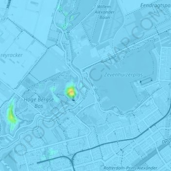 Topografische kaart Oud Verlaat, hoogte, reliëf