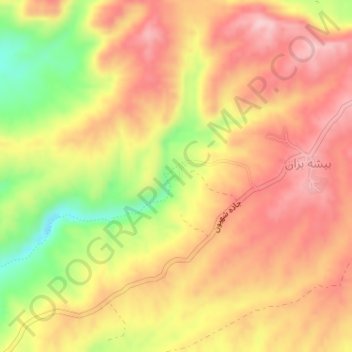 Topografische kaart دره ارواح, hoogte, reliëf