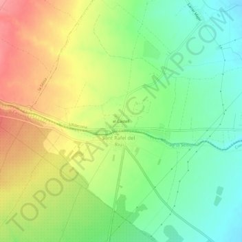 Topografische kaart el Castell, hoogte, reliëf