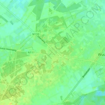 Topografische kaart Sterbos, hoogte, reliëf