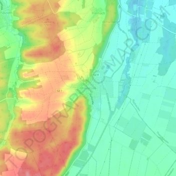 Topografische kaart Mindelzell, hoogte, reliëf