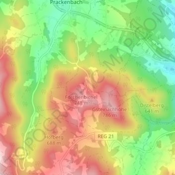 Topografische kaart Schwaben, hoogte, reliëf