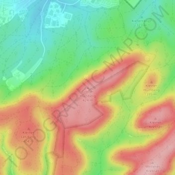 Topografische kaart Großer Humberg, hoogte, reliëf