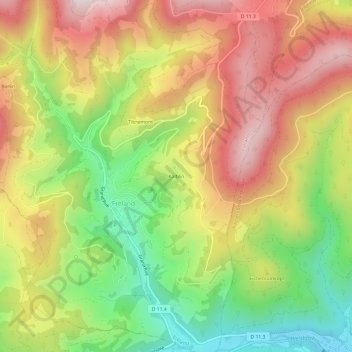 Topografische kaart Kalblin, hoogte, reliëf