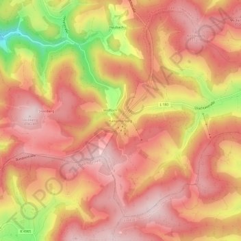 Topografische kaart Kaltenherberg, hoogte, reliëf