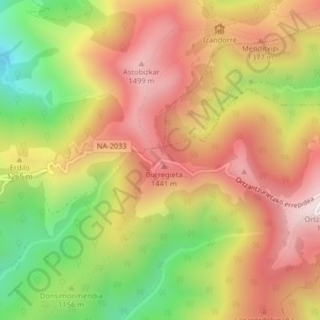 Topografische kaart Lepoeder, hoogte, reliëf