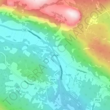 Topografische kaart Ullsåk, hoogte, reliëf
