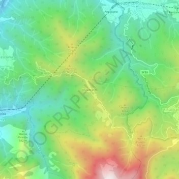 Topografische kaart Ugliancaldo, hoogte, reliëf