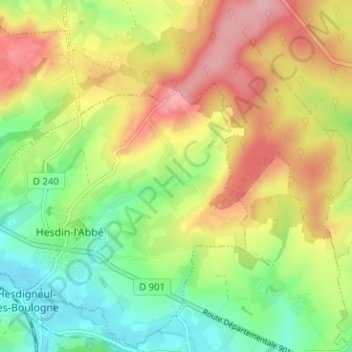 Topografische kaart Brucquedal, hoogte, reliëf