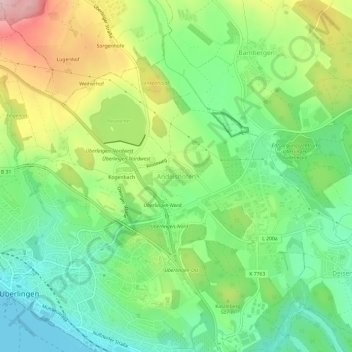 Topografische kaart Andelshofen, hoogte, reliëf