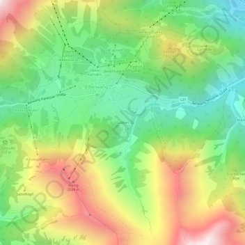 Topografische kaart Gröben, hoogte, reliëf