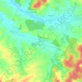 Topografische kaart Hausen, hoogte, reliëf