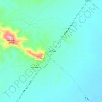Topografische kaart Lihuel Calel, hoogte, reliëf