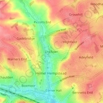 Topografische kaart Old Town, hoogte, reliëf