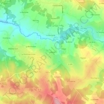 Topografische kaart La Jalade, hoogte, reliëf