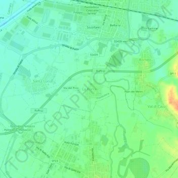 Topografische kaart La Borra, hoogte, reliëf