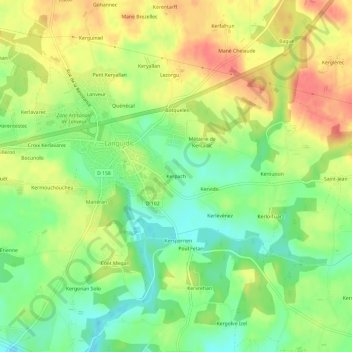 Topografische kaart Kerpach, hoogte, reliëf