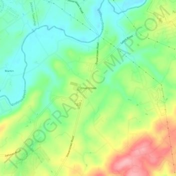 Topografische kaart Stoverstown, hoogte, reliëf