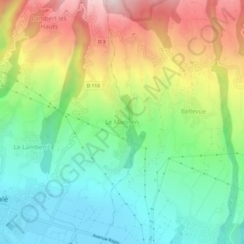 Topografische kaart Le Maniron, hoogte, reliëf