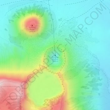 Topografische kaart Gunung Bromo, hoogte, reliëf