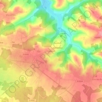 Topografische kaart Cardonne, hoogte, reliëf