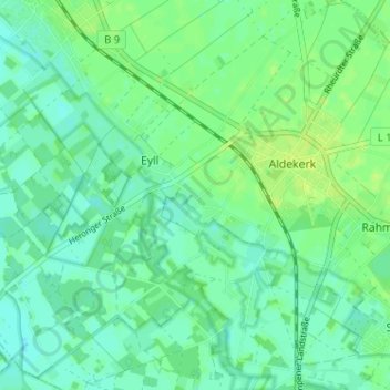 Topografische kaart Obereyll, hoogte, reliëf