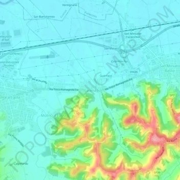 Topografische kaart Catena, hoogte, reliëf