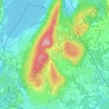 Topografische kaart Cuirone, hoogte, reliëf