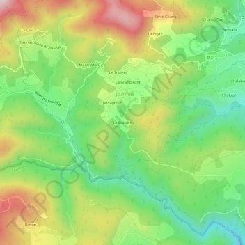 Topografische kaart La Croizille, hoogte, reliëf