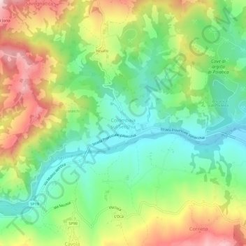 Topografische kaart Colombaia sul Secchia, hoogte, reliëf
