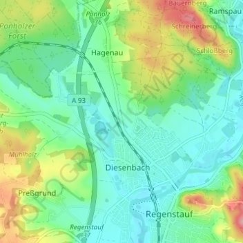Topografische kaart Neuhaus, hoogte, reliëf