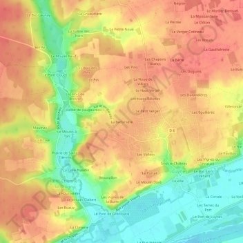 Topografische kaart La Barbinière, hoogte, reliëf