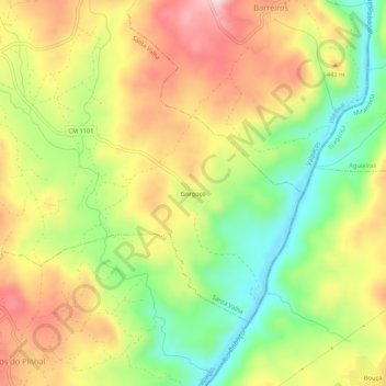 Topografische kaart Gorgoço, hoogte, reliëf
