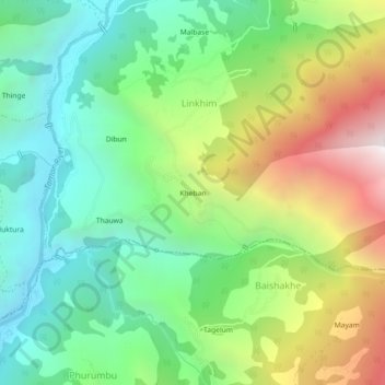 Topografische kaart Kheban, hoogte, reliëf