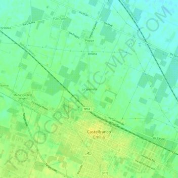 Topografische kaart La Spianata, hoogte, reliëf