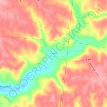 Topografische kaart Cedron, hoogte, reliëf