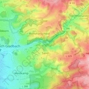 Topografische kaart Dombach, hoogte, reliëf