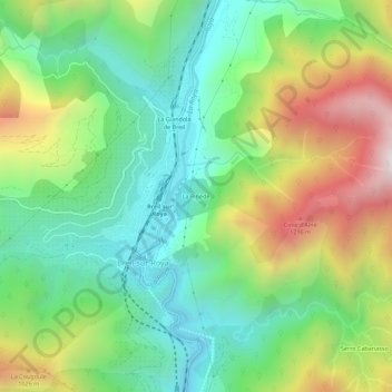 Topografische kaart La Pinède, hoogte, reliëf