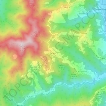 Topografische kaart Sorbolo, hoogte, reliëf