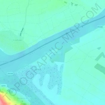 Topografische kaart Ostrovu Corbului, hoogte, reliëf